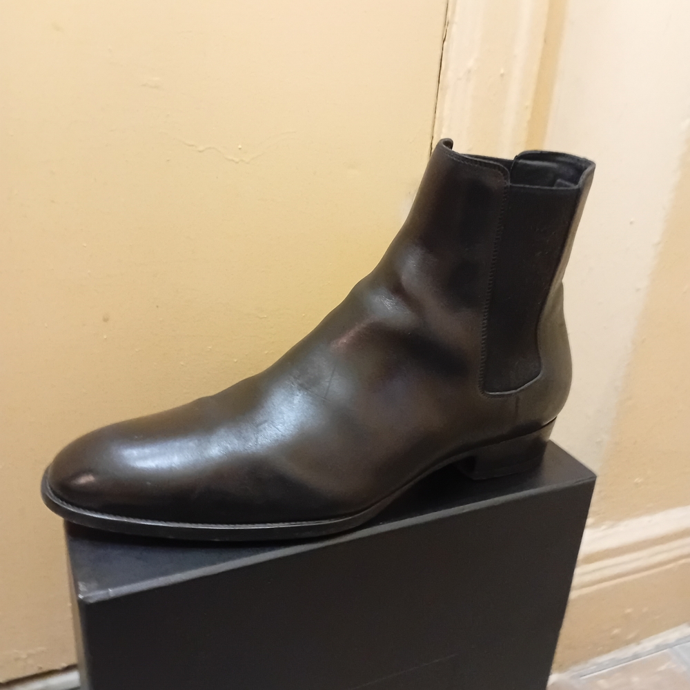 Saint Laurent Dark Brown Leather Ankle Boots